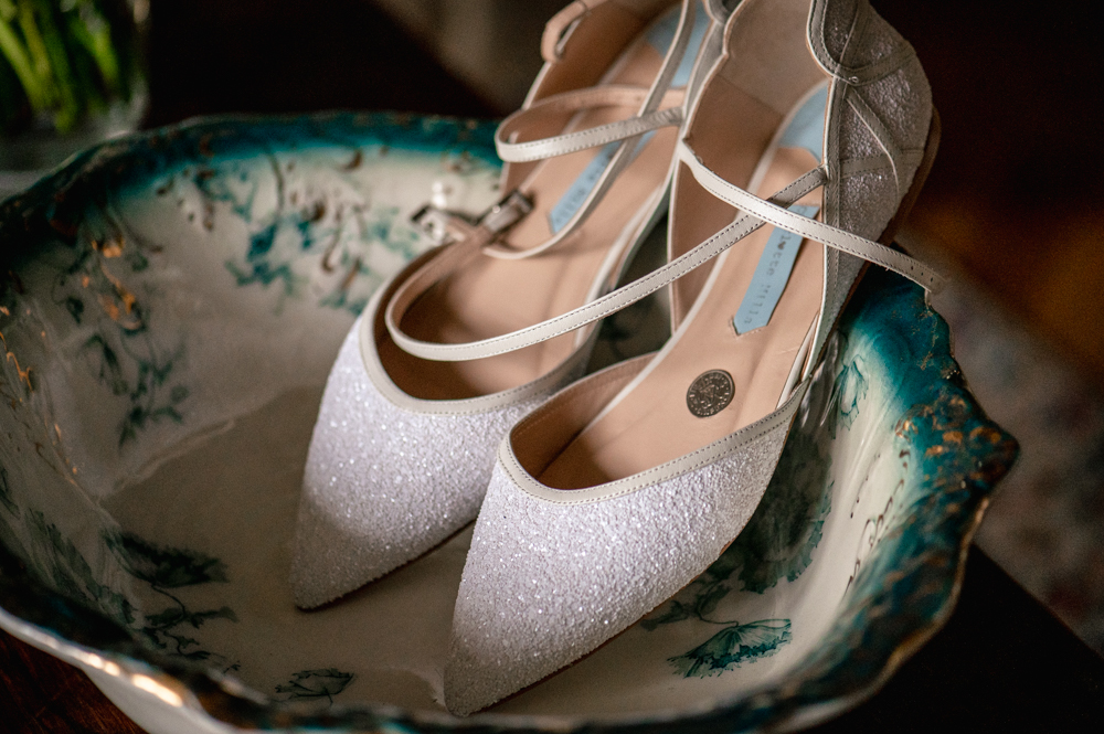 bridal shoes with lucky penny